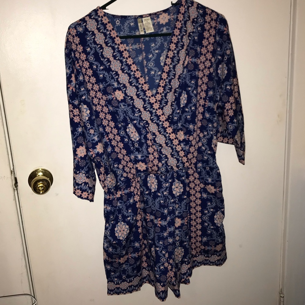 Japana blue and pink short romper